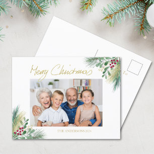 Frohe Weihnachten Familienfoto Urlaubspostkarte