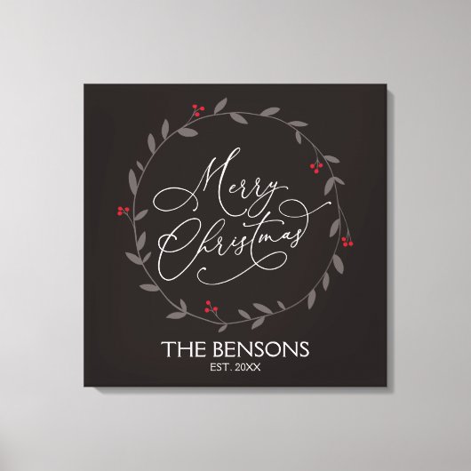 Frohe Weihnachten - Familienname / Est. Holiday SV Leinwanddruck (Vorderseite)