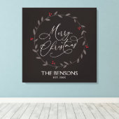 Frohe Weihnachten - Familienname / Est. Holiday SV Leinwanddruck (Insitu (Holzboden))