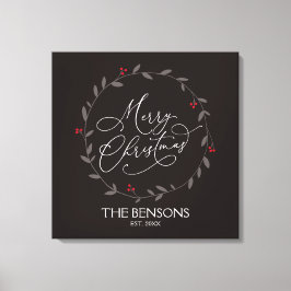 Frohe Weihnachten - Familienname / Est. Holiday SV Leinwanddruck