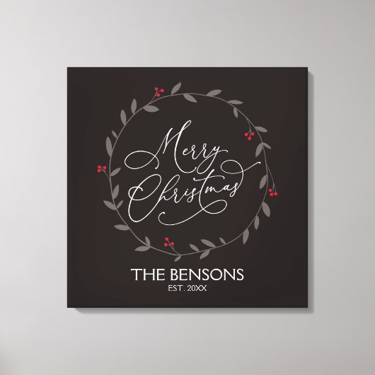 Frohe Weihnachten - Familienname / Est. Holiday SV Leinwanddruck (Vorderseite)