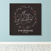 Frohe Weihnachten - Familienname / Est. Holiday SV Leinwanddruck (Insitu (Holzboden))