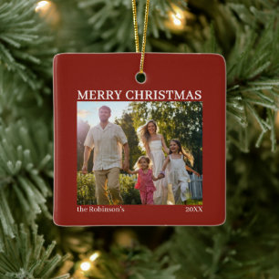 Frohe Weihnachten Familienname Foto Keramikornament