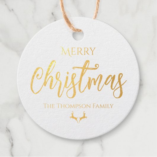 Frohe Weihnachten| Familienname Geschenkanhänger (Vorderseite)