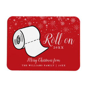 Frohe Weihnachten Familienname Rollt ins Neue Jahr Magnet