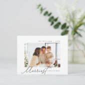 Frohe Weihnachten, Familienschrift Minimalistische Postkarte (Stehend Vorderseite)