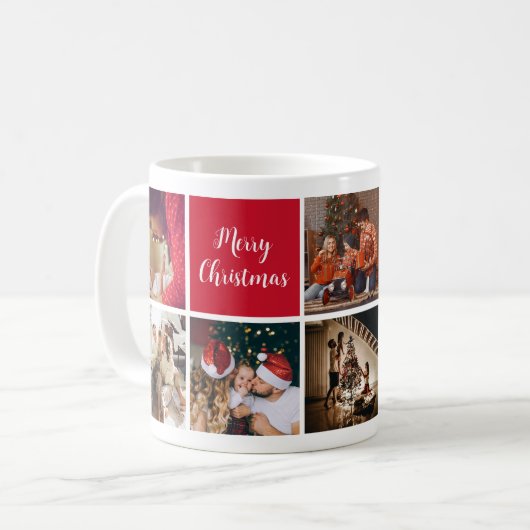 Frohe Weihnachten Familienurlaub Foto Weißer Text Kaffeetasse (Vorderseite Links)