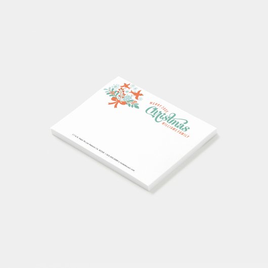 Frohe Weihnachten farbenfrohe Federn Vögel 2 Post-it Klebezettel (angewinkelt)