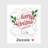 Frohe Weihnachten, farbenfrohe Urlaubsgestaltung Aufkleber (Blatt)