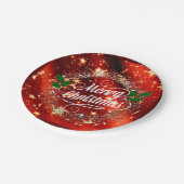 Frohe Weihnachten, farbenfrohe Urlaubsgestaltung Pappteller (Schrägansicht)