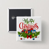 Frohe Weihnachten, farbenfrohes Design, Button (Vorne & Hinten)