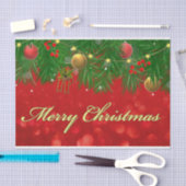 Frohe Weihnachten Farbige Rot-und Gold-Ornamente Seidenpapier (Handwerk)