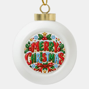 Frohe Weihnachten Farbige Weihnachtsgestaltung Keramik Kugel-Ornament