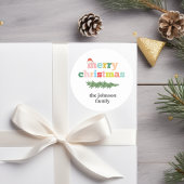 Frohe Weihnachten! Farblich, Typograf, Weihnachtsm Runder Aufkleber