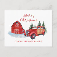 Frohe Weihnachten Farmhouse roter LKW | Familienna