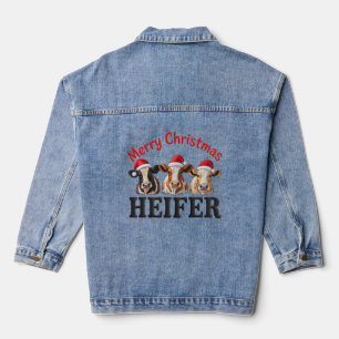 Frohe Weihnachten Färse Lustige Kuh Weihnachten Fe Jeansjacke