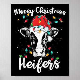Frohe Weihnachten Färsen Santa Xmas Lichter Kuh Li Poster