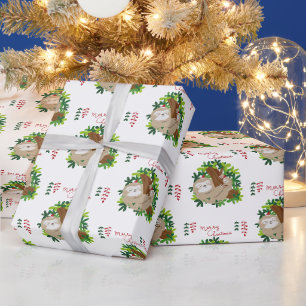 Frohe Weihnachten Faultier Muster Geschenkpapier