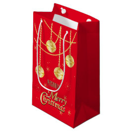 Frohe Weihnachten Feierliche Rot und Gold Ornament Kleine Geschenktüte