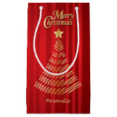 Frohe Weihnachten Feierliche Rot und Gold Tree Kleine Geschenktüte (Vorderseite)