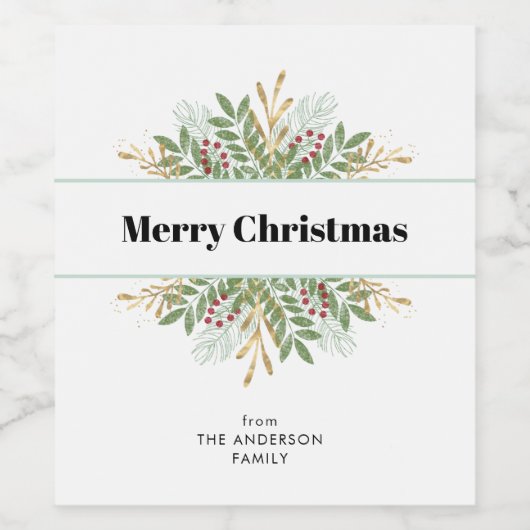 Frohe Weihnachten Feierliche Winterlandschaft Weinetikett (Einzelnes Label)