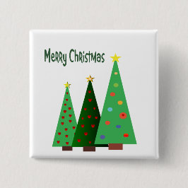 Frohe Weihnachten. Feiertag verzierte Bäume Button