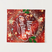 Frohe Weihnachten, Feiertagrotes Design Wandteppich (Vorderseite (Horizontal))