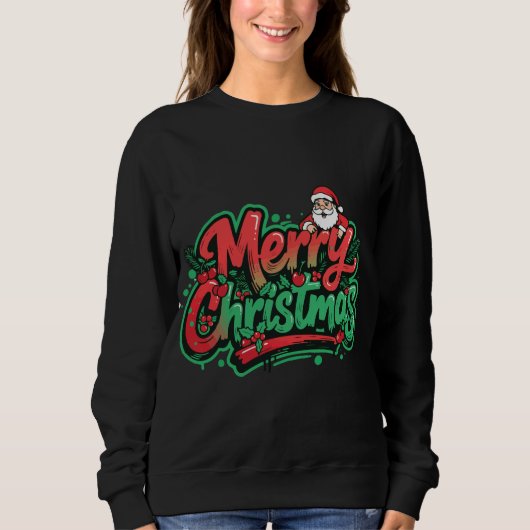 Frohe Weihnachten Feiertagsdesign Sweatshirt (Vorderseite)