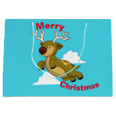 Frohe Weihnachten - Feliz Navidad Flying Rentier Große Geschenktüte (Vorderseite)