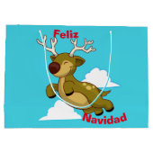 Frohe Weihnachten - Feliz Navidad Flying Rentier Große Geschenktüte (Rückseite)