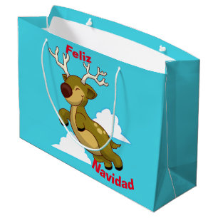 Frohe Weihnachten - Feliz Navidad Flying Rentier Große Geschenktüte