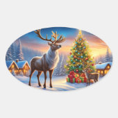 Frohe Weihnachten Fensteraufkleber Ovaler Aufkleber (Vorderseite)