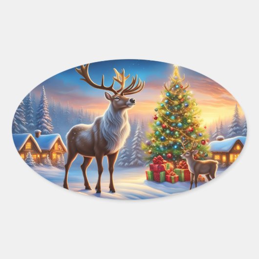 Frohe Weihnachten Fensteraufkleber Ovaler Aufkleber (Vorderseite)