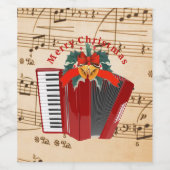 Frohe Weihnachten, Ferien-Akkordeon, Weinetikett (Einzelnes Label)