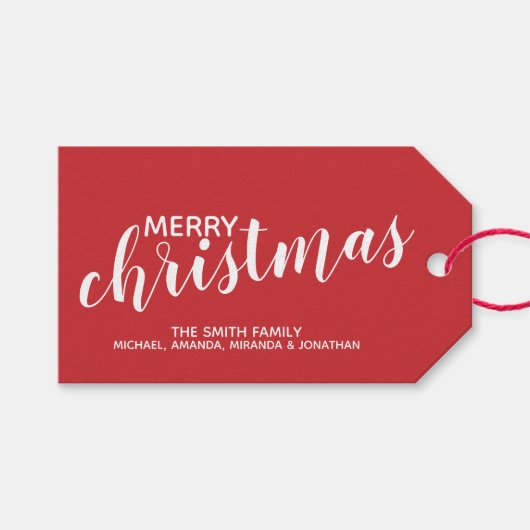 'Frohe Weihnachten' Festival Red Geschenkanhänger (Vorderseite (Horizontal))