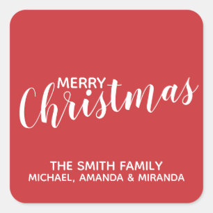 'Frohe Weihnachten' Festival Red Quadratischer Aufkleber