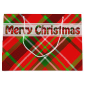 Frohe Weihnachten Festive Tartan Muster Red Green Große Geschenktüte (Vorderseite)