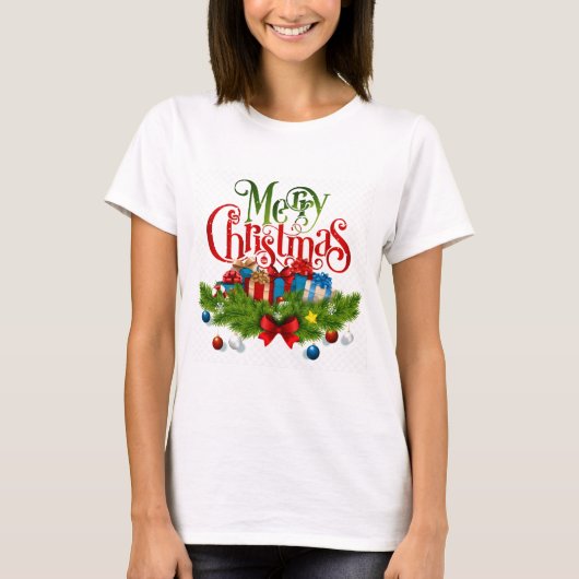 Frohe Weihnachten, festlich und farbenfroh, T-Shirt (Vorderseite)