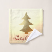 Frohe Weihnachten, festliche Gold Weihnachtsbaum Badhandtuch Set (Waschlappen)