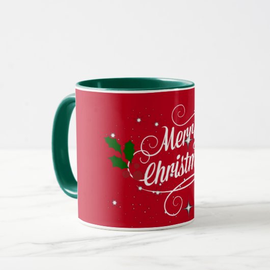 Frohe Weihnachten, festliche Urlaubstöne, Tasse (Vorderseite Links)