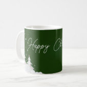 Frohe Weihnachten – Festlicher grüner Feiertagsbec Kaffeetasse (Vorderseite Links)