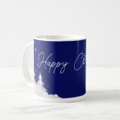 Frohe Weihnachten – Festlicher Winterblauer Becher Kaffeetasse (Vorderseite Links)