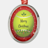 Frohe Weihnachten, festliches Tennisdesign, Ornament Aus Metall (Links)