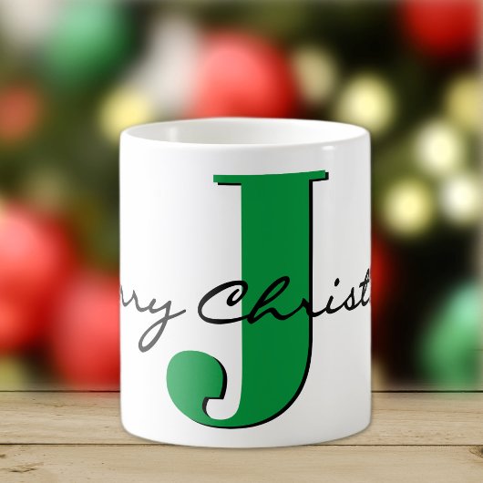 Frohe Weihnachten Fett Grün Initial 11oz Classic Kaffeetasse
