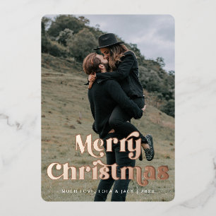Frohe Weihnachten, fette Vintage-Schrift Folien Feiertagskarte