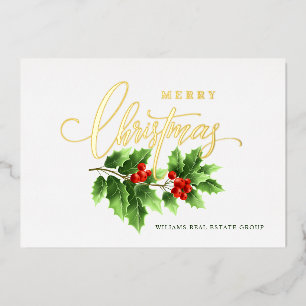 Frohe Weihnachten Firmengrüße Gold Folien Feiertagskarte