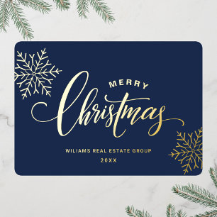 Frohe Weihnachten Firmengrüße Gold Folien Feiertagskarte