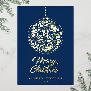 Frohe Weihnachten Firmengrüße Gold Folien Feiertagskarte