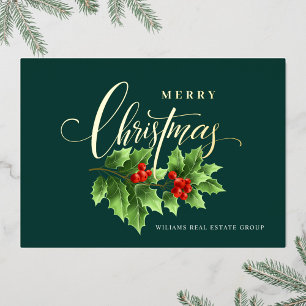 Frohe Weihnachten Firmengrüße Gold Folien Feiertagskarte