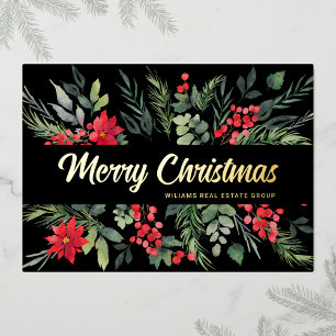 Frohe Weihnachten Firmengrüße Gold Folien Feiertagskarte